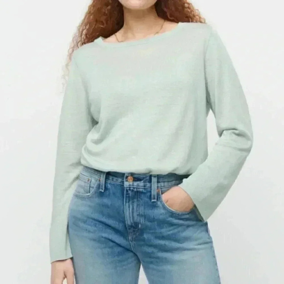 NWT J. Crew Relaxed Fit Linen Crewneck Pullover Sweater Mint Green - Picture 7 of 7